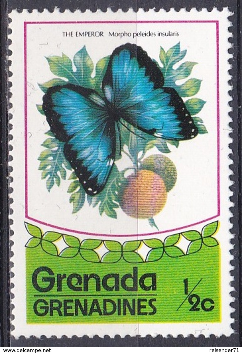 Grenada Grenadinen Grenadines 1975 Tiere Fauna Animals Schmetterlinge Butterflies Insekten Insects Morpho, Mi. 79 ** - Grenada (1974-...)