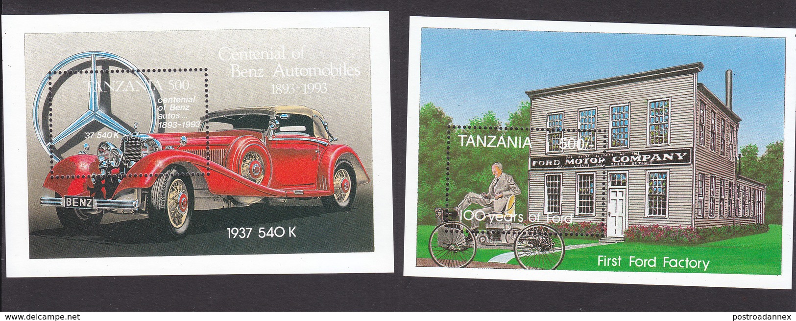 Tanzania, Scott #1103-1104, Mint Never Hinged, Cars, Issued 1994 - Tanzania (1964-...)