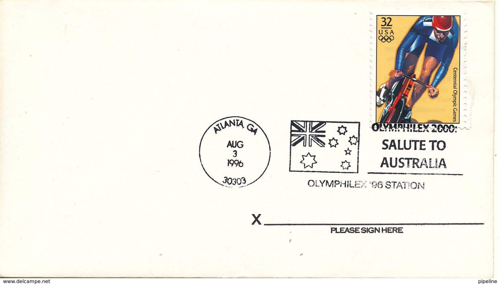 USA FDC 3-8-1996 OLYMPIC GAMES CYCLING Salute To Australia Sydney 2000 - Zomer 1996: Atlanta