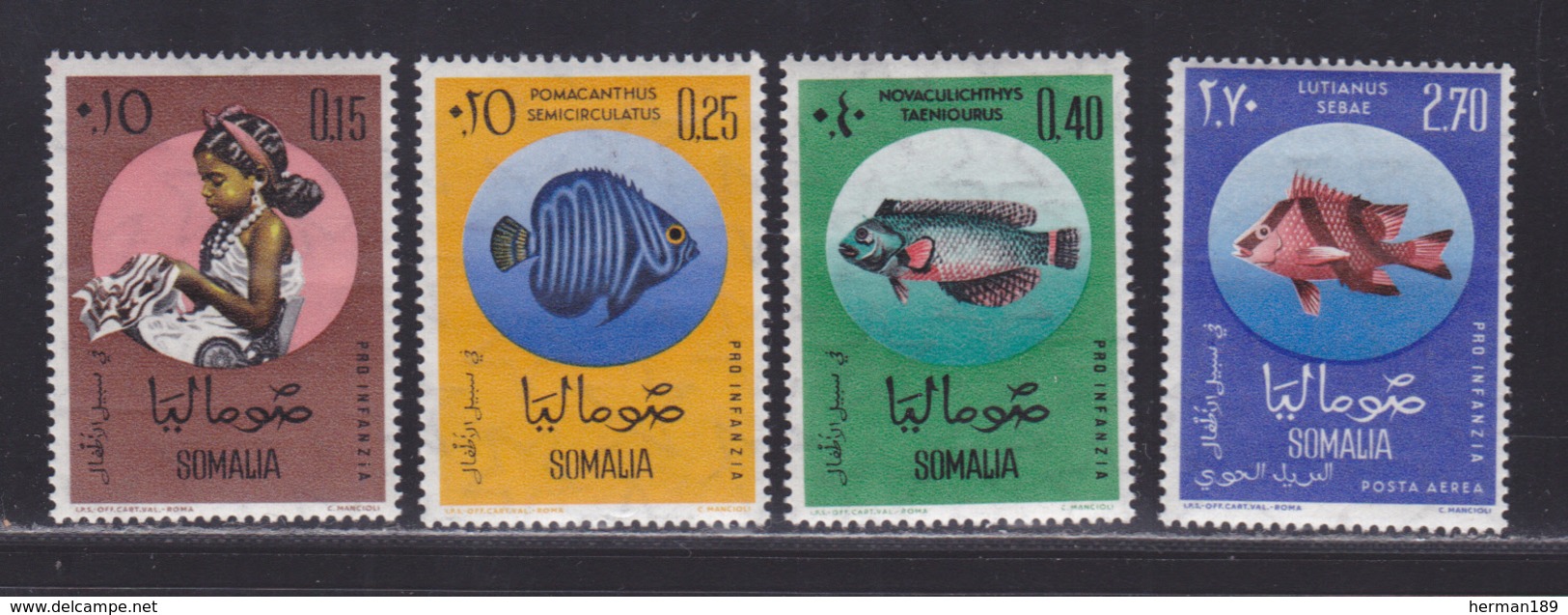 SOMALIE N°   19 à 21, AERIENS N° 17 ** MNH Neufs Sans Charnière, TB (D6376) Pour L'enfance, Poissons - Somalia (1960-...)