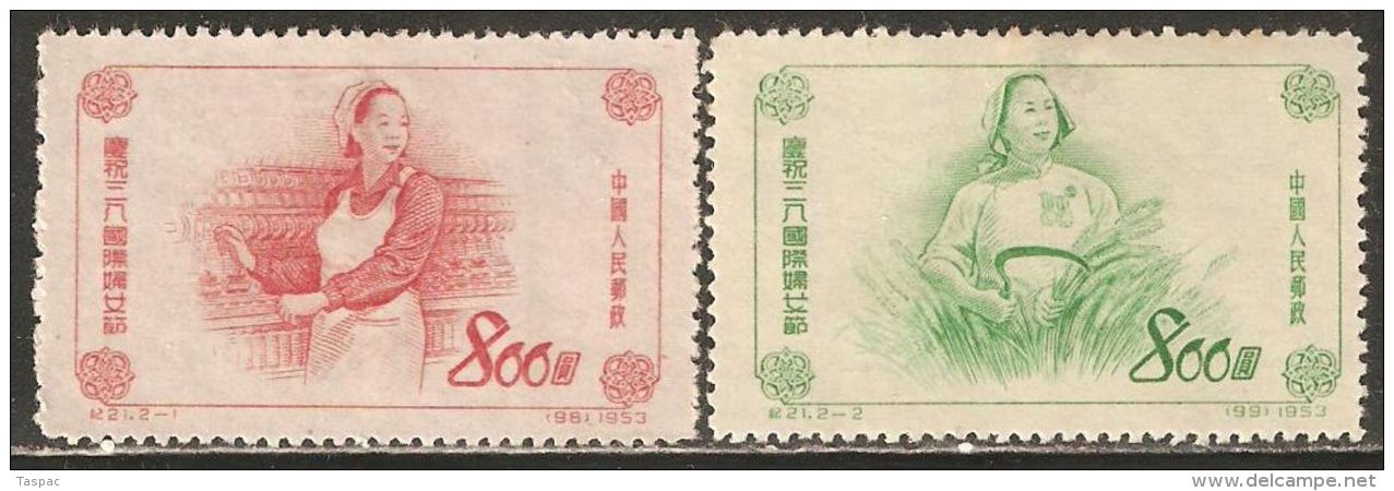 China P.R. 1953 Mi# 200-201 (*) Mint No Gum, Hinged - International Women's Day - Ungebraucht