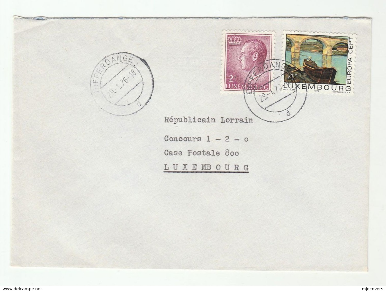 1976 LUXEMBOURG  COVER Stamps EUROPA BRIDGE ART BOAT - Lettres & Documents