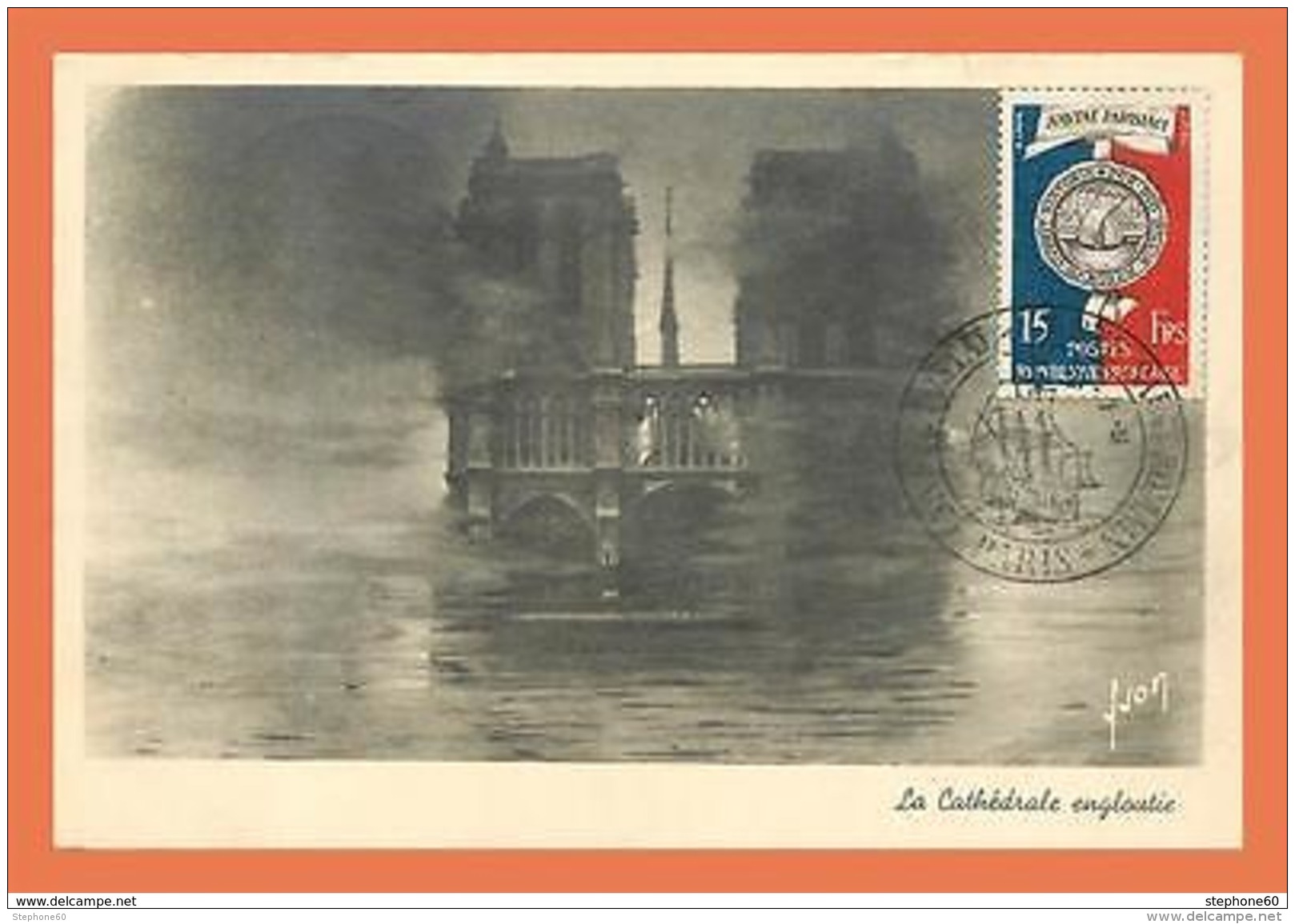 A597 / 267 PARIS La Cathedrale Engloutie  Cachet Musée Postal 1951 ( Timbre ) - Autres & Non Classés