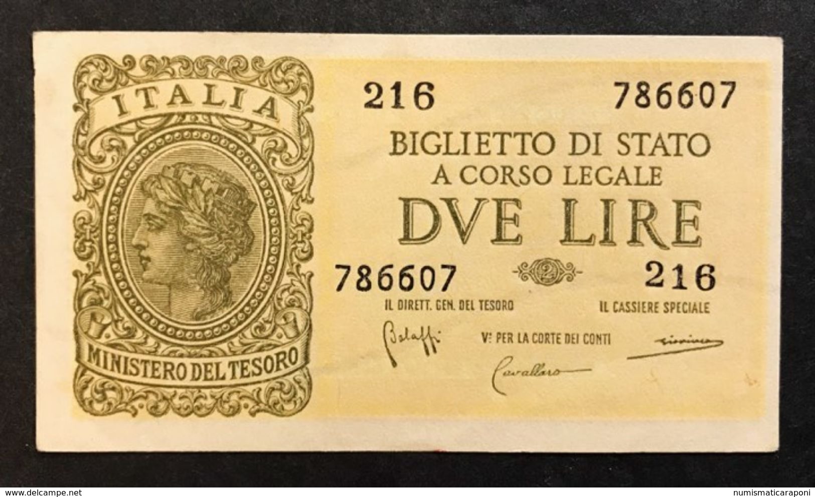 2 Lire Italia Laureata 1944 Bolaffi Sup Lotto 460 - Italië – 2 Lire