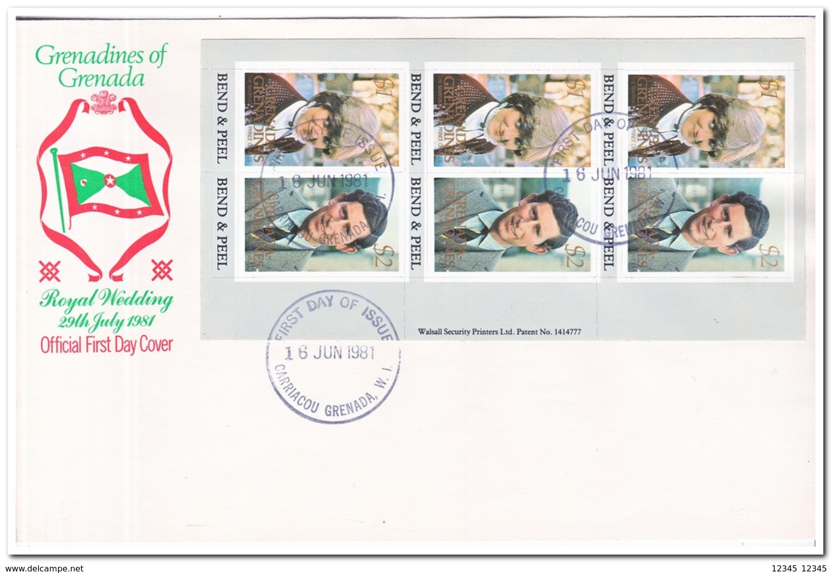 Grenada-Grenadines 1981, FDC, Wedding Of Prince Charles To Lady Diana Spencer ( From Booklet ) - Grenada (1974-...)