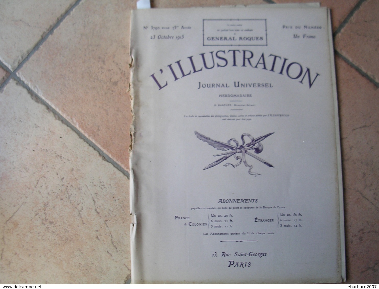 L'ILLUSTRATION  N° 3790 - 23 OTOBBRE 1915 - L'Illustration