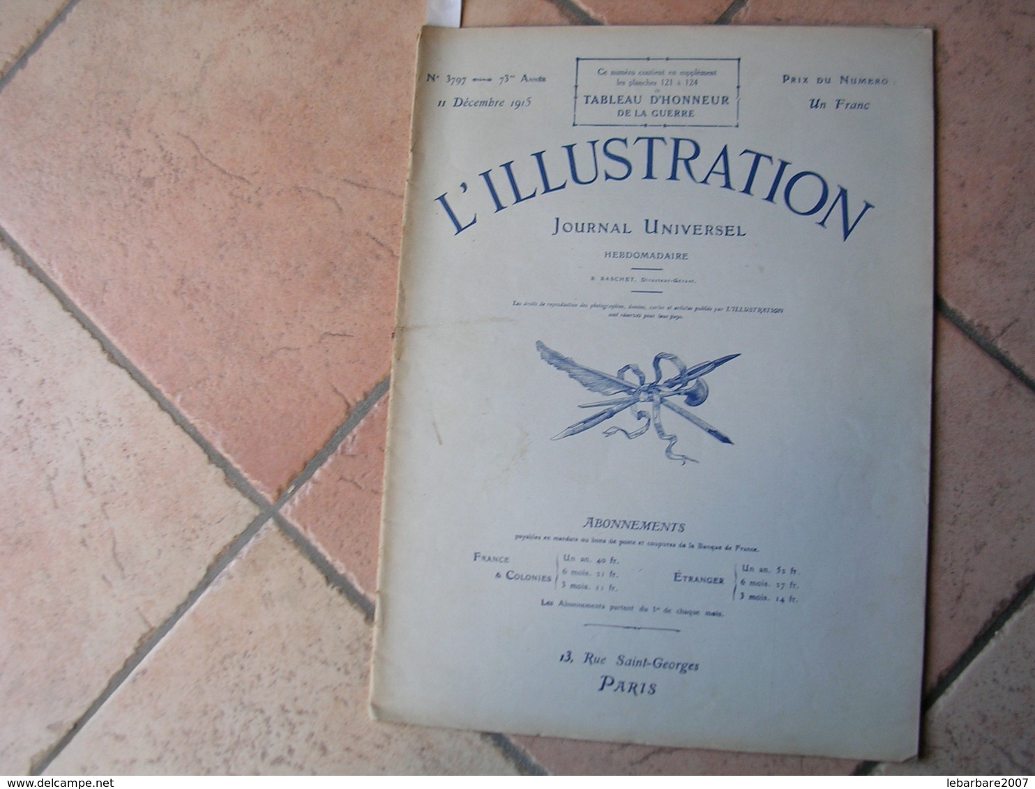 L'ILLUSTRATION  N° 3797 - 11 DECEMBBRE 1915 - L'Illustration