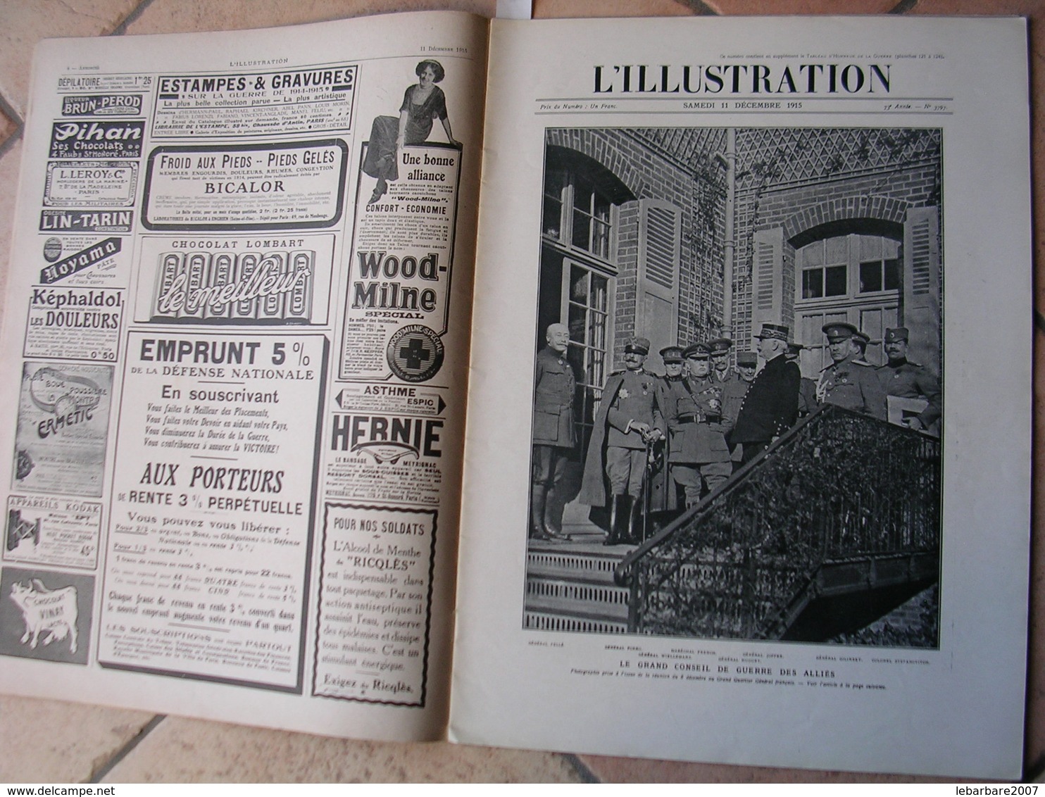 L'ILLUSTRATION  N° 3797 - 11 DECEMBBRE 1915 - L'Illustration