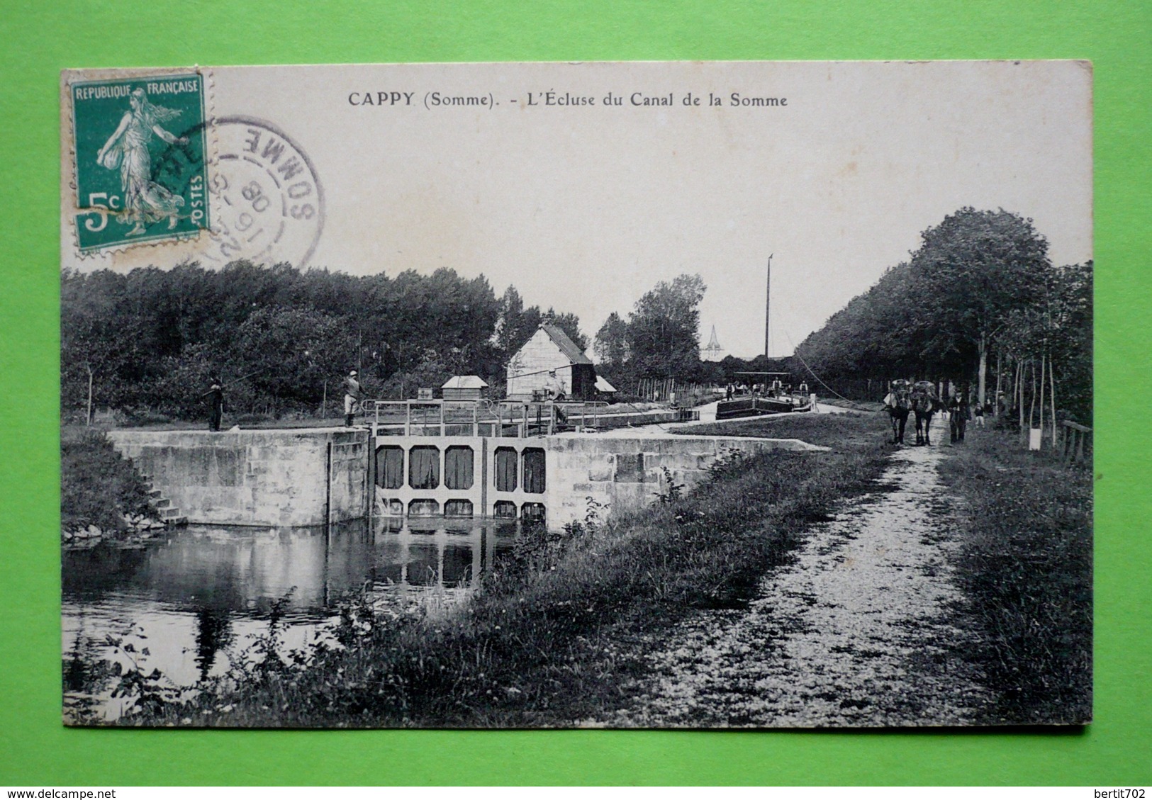 80 - CAPPY  -  L'écluse Du Canal De La Somme - Péniche  Tirée Par Chevaux - Autres & Non Classés