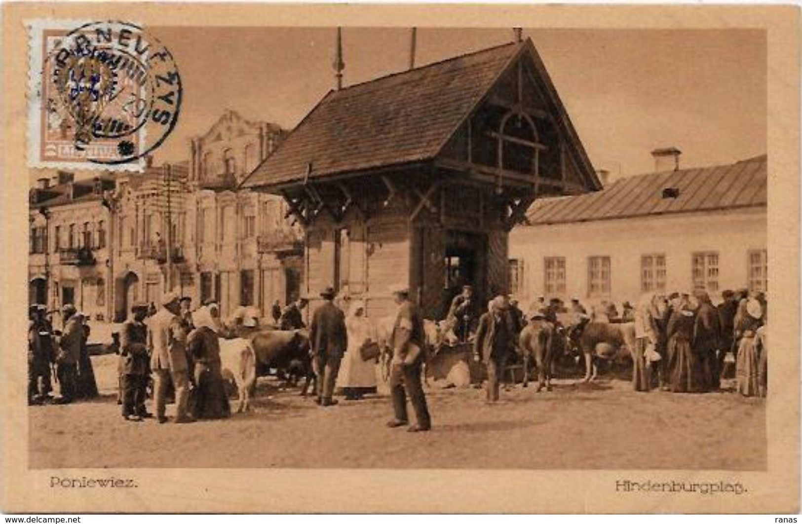 CPA Lituanie Lituania Circulé Marché Poniewiez - Litauen