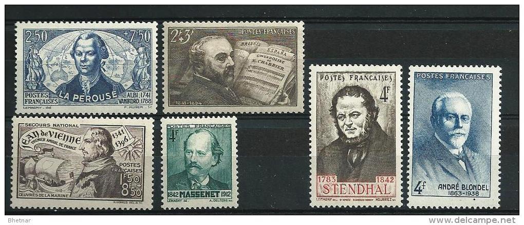 FR YT 541 542 544 545 550 551 " Personnalités " 1942 Neuf** - Unused Stamps