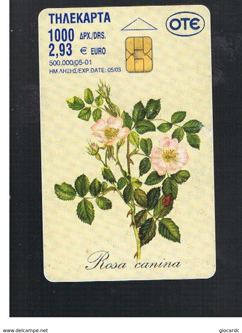 GRECIA (GREECE) -  2001 FLOWERS: ROSA CANINA, LILIUM CHALCEDONICUM    -  USED - RIF.   169 - Fleurs