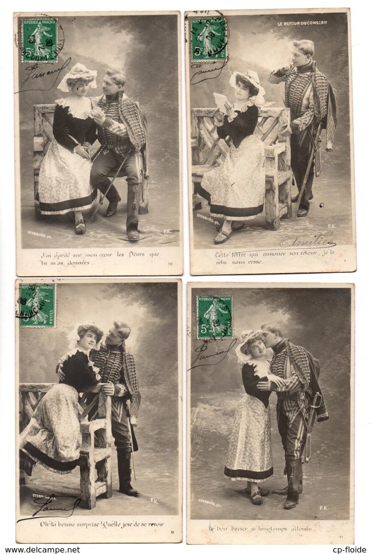 COUPLE . " LE RETOUR DU CONSCRIT " . 5 CARTES POSTALES . MILITARIA - Réf. N°18521 - - Hommes