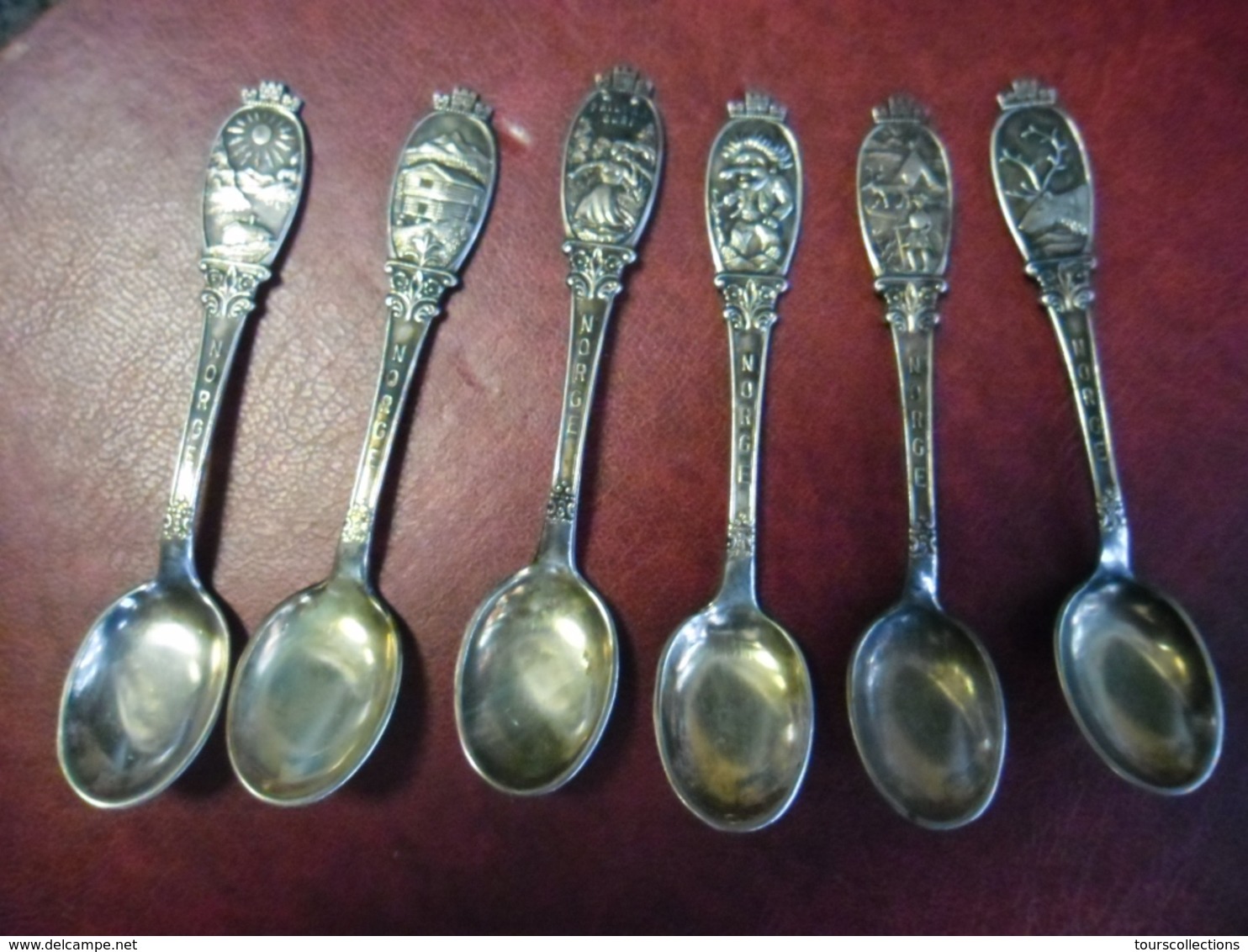 Superbe Collection 6 Petites Cuillères Poinçon 60 Grammes Argent ? Ciselée Ancien Et Non Servit NORVEGE Kongsberg Norge - Spoons