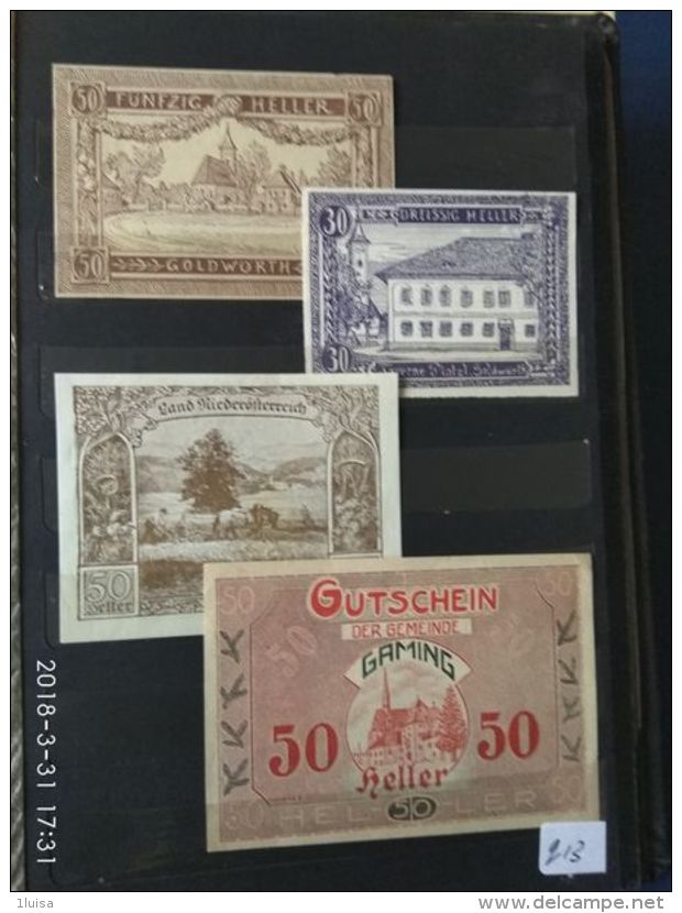 4 Notgeld Heller Vari Valori 1920  N. 213 - Austria