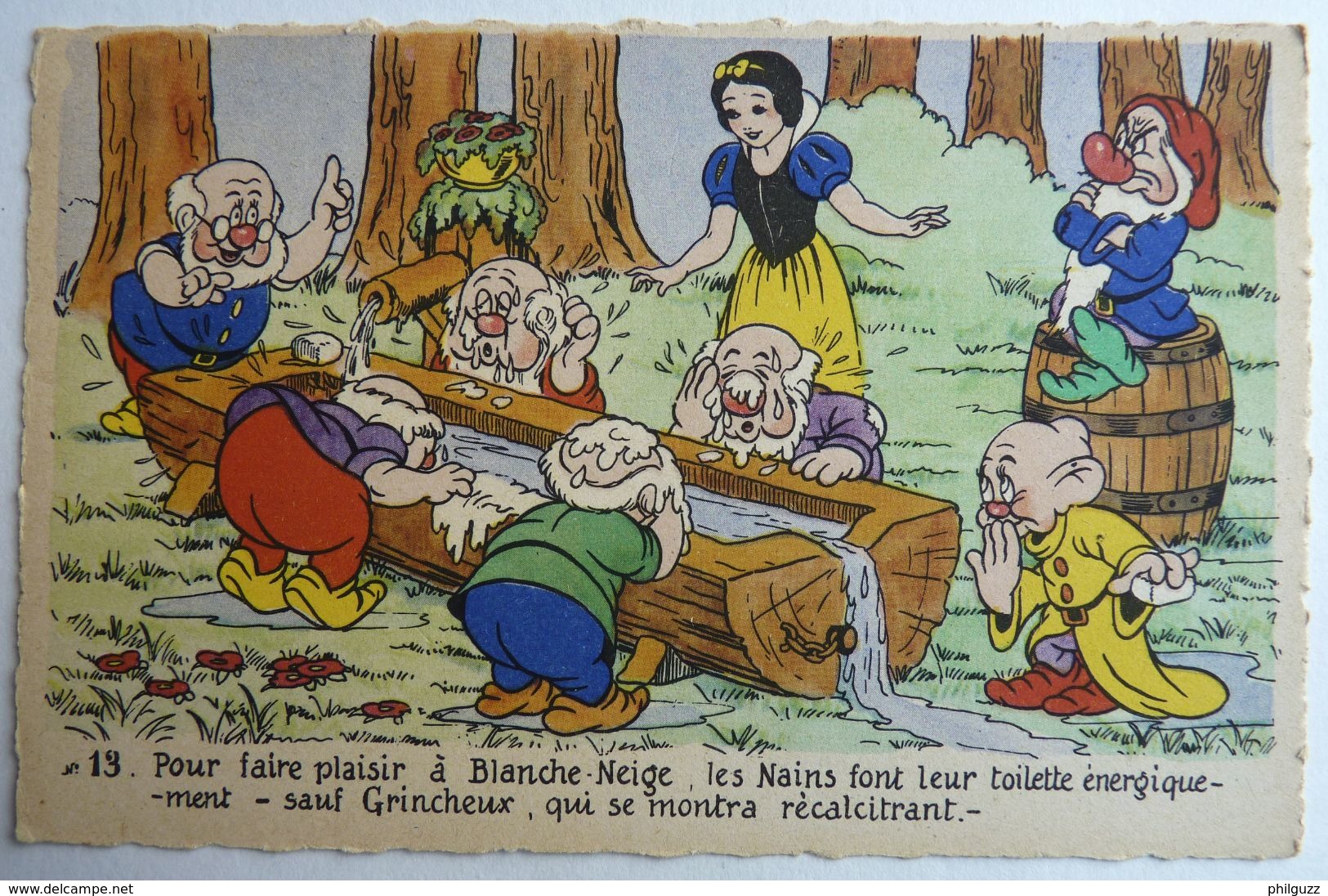 WALT DISNEY CARTE POSTALE EDITION SUPERLUXE BLANCHE NEIGE ET LES SEPT NAINS - 1ère Série N°13 - Comicfiguren