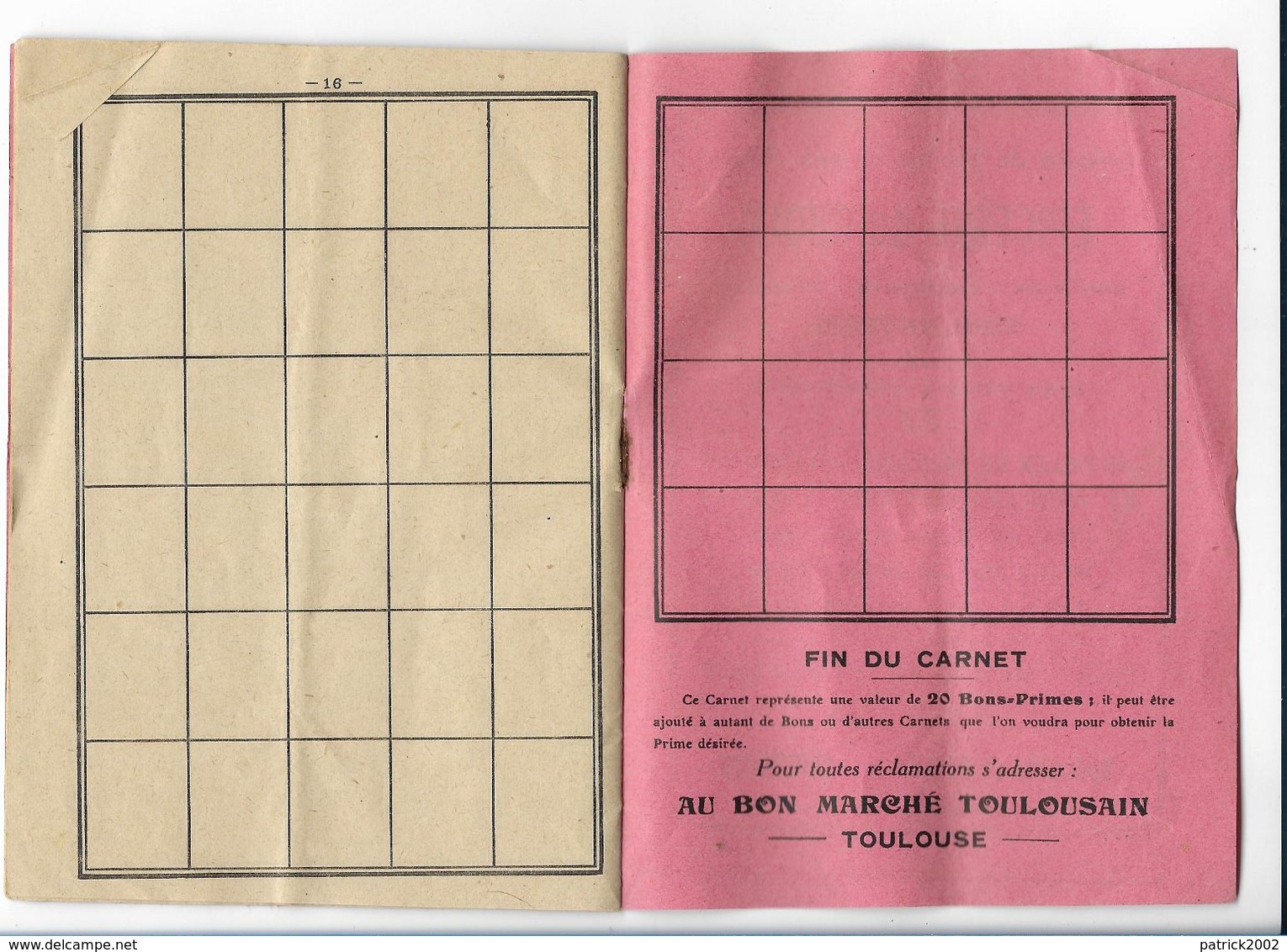 BON MARCHÉ TOULOUSAIN / TIMBRES-PRIMES / CARNET DE 500 TIMBRES - Advertising