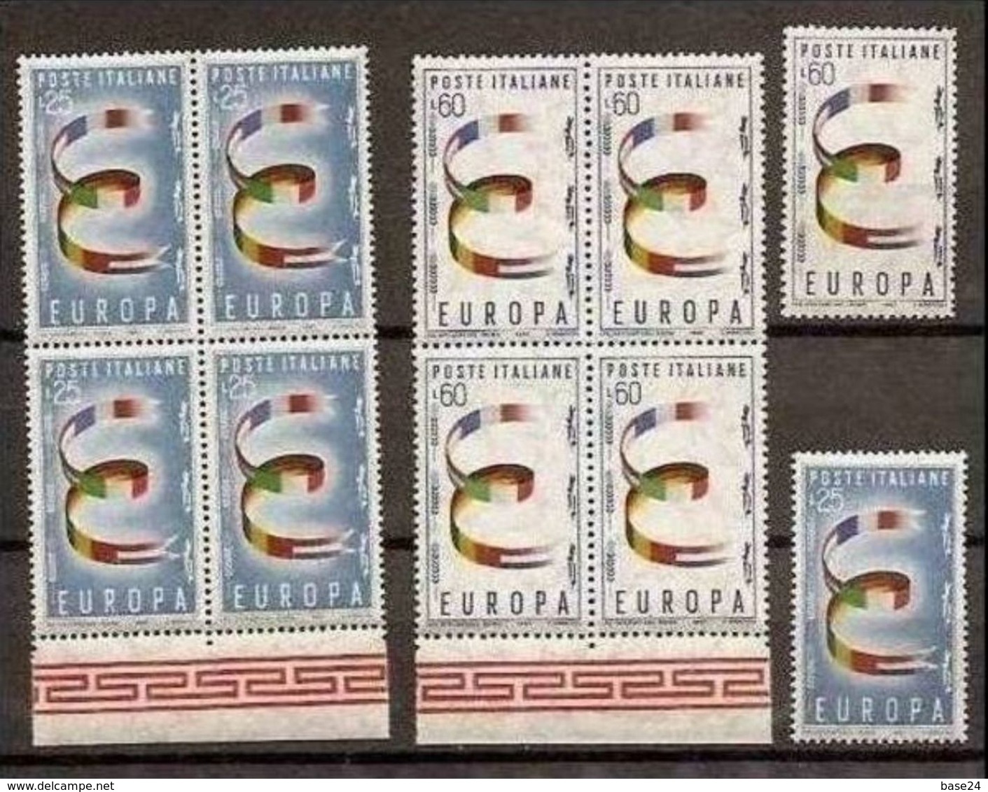 1957 Italia Repubblica EUROPA CEPT EUROPE 5 Serie Di 2v. MNH** Quartina + 1 SOGGETTI DIVERSI - 1957