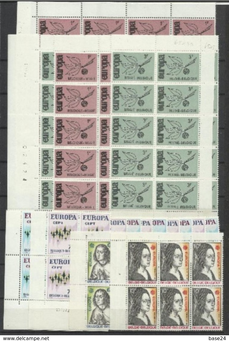 1958 1975 Belgio Belgium EUROPA CEPT EUROPE Serie Varie MNH**: 5F 1958 (x9), 17 Serie 1964, 30 Serie 1965, 8 Serie...... - 1958