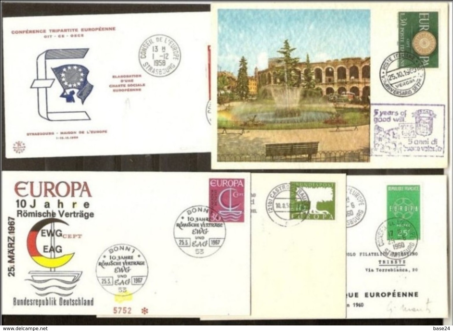 1958 1987  Europa CEPT Europe CONFERENZA EUROPEA 5 FDC - 1958