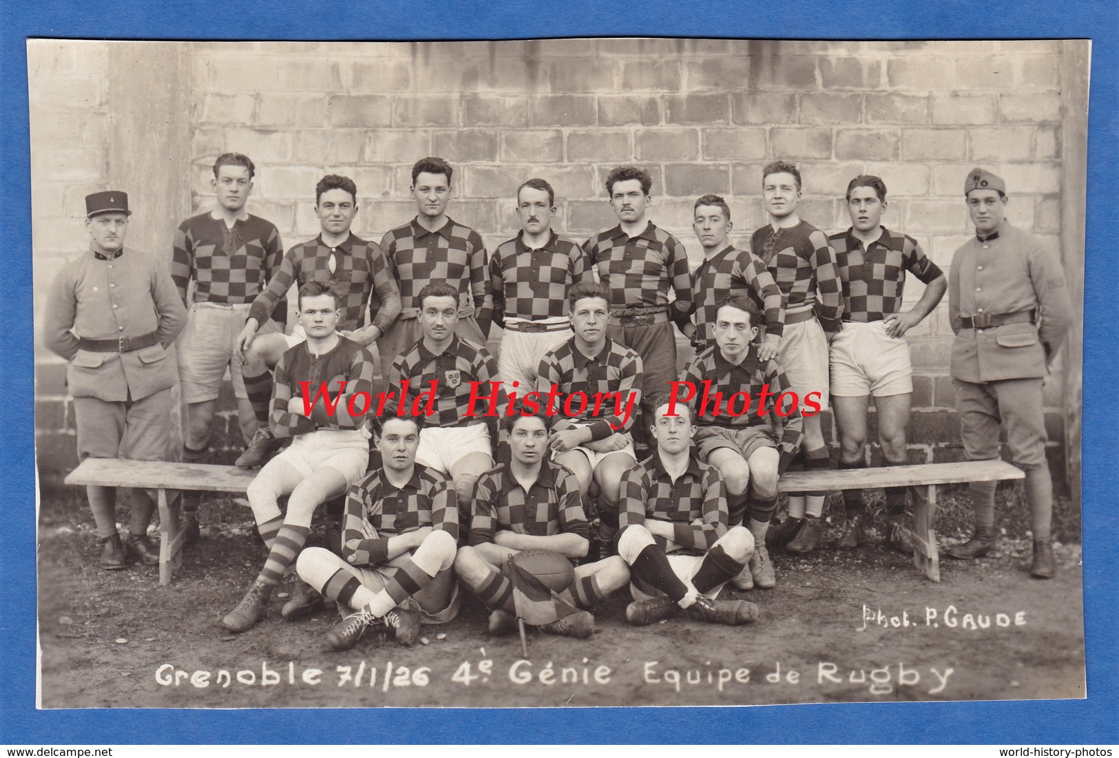 CPA Photo - GRENOBLE - Equipe De RUGBY Du 4e Régiment De Génie - 7 Janvier 1926 - Photographe P. Gaude - Autres & Non Classés