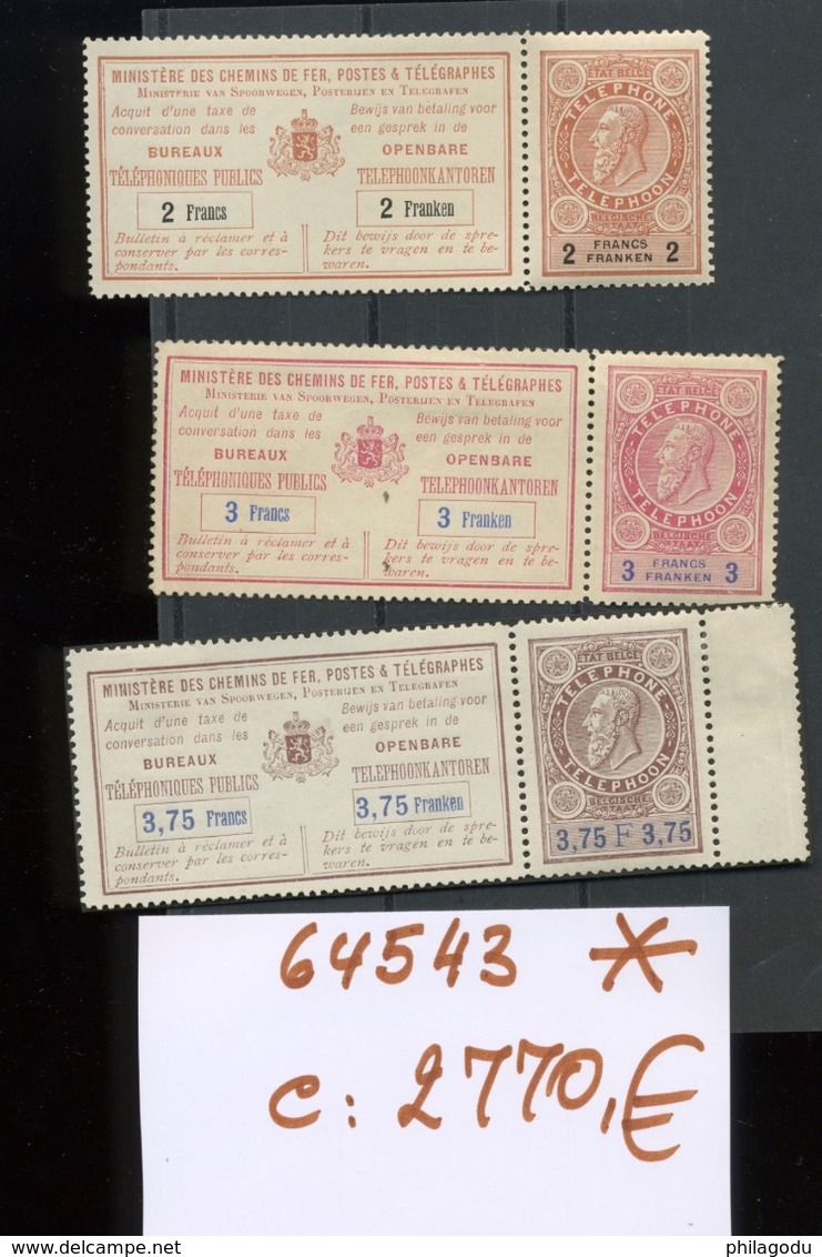 Tél Avec Souche 8 Valeurs   Cote 2770,-E Ou 6000,- Car Timbres Sans Charnière(sauf Un) - Timbres Téléphones [TE]