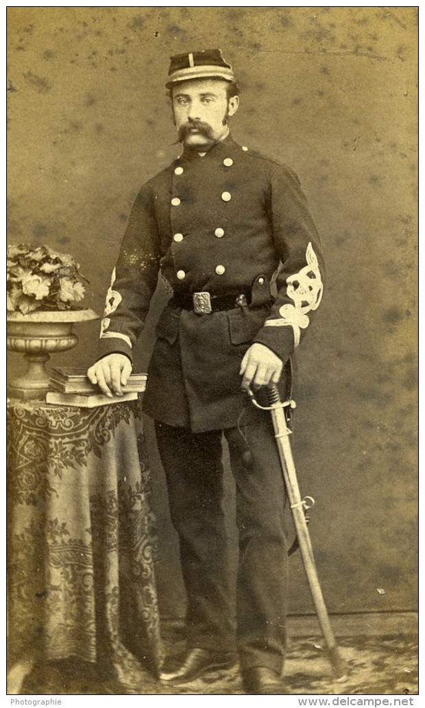 France Lille Militaire Soldat Moustache Sabre Ancienne CDV Photo Willem 1870 - Old (before 1900)