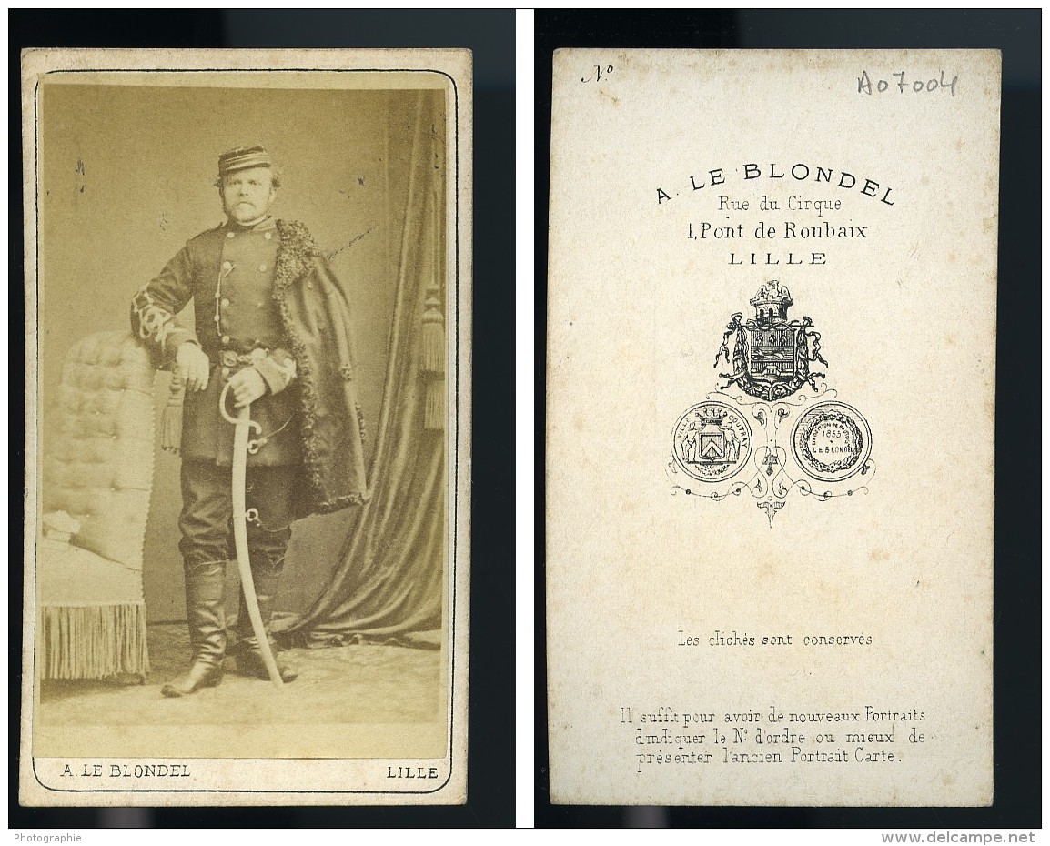 France Lille Militaire Officier Sabre Ancienne CDV Photo Leblondel 1870 - Anciennes (Av. 1900)