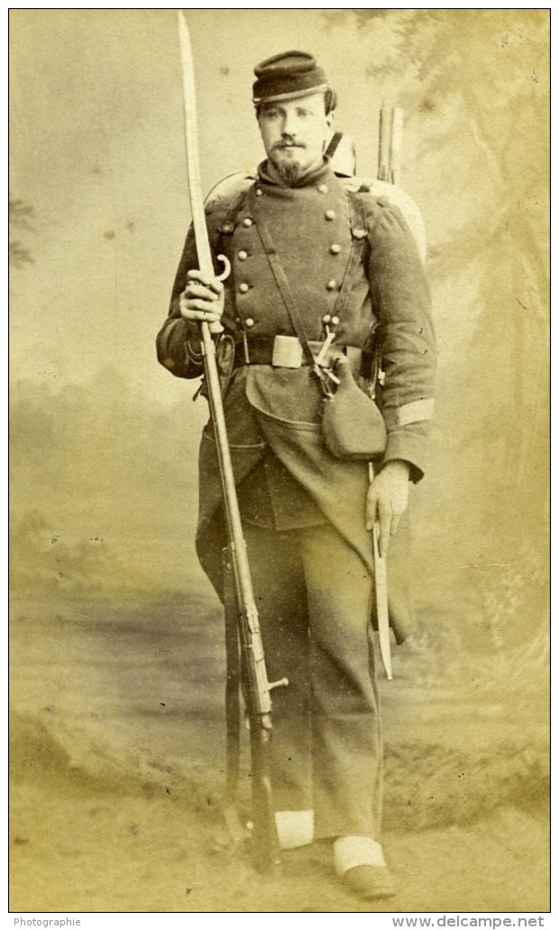 France Militaire Soldat Baïonnette Ancienne CDV Photo Anonyme 1870 - Anciennes (Av. 1900)