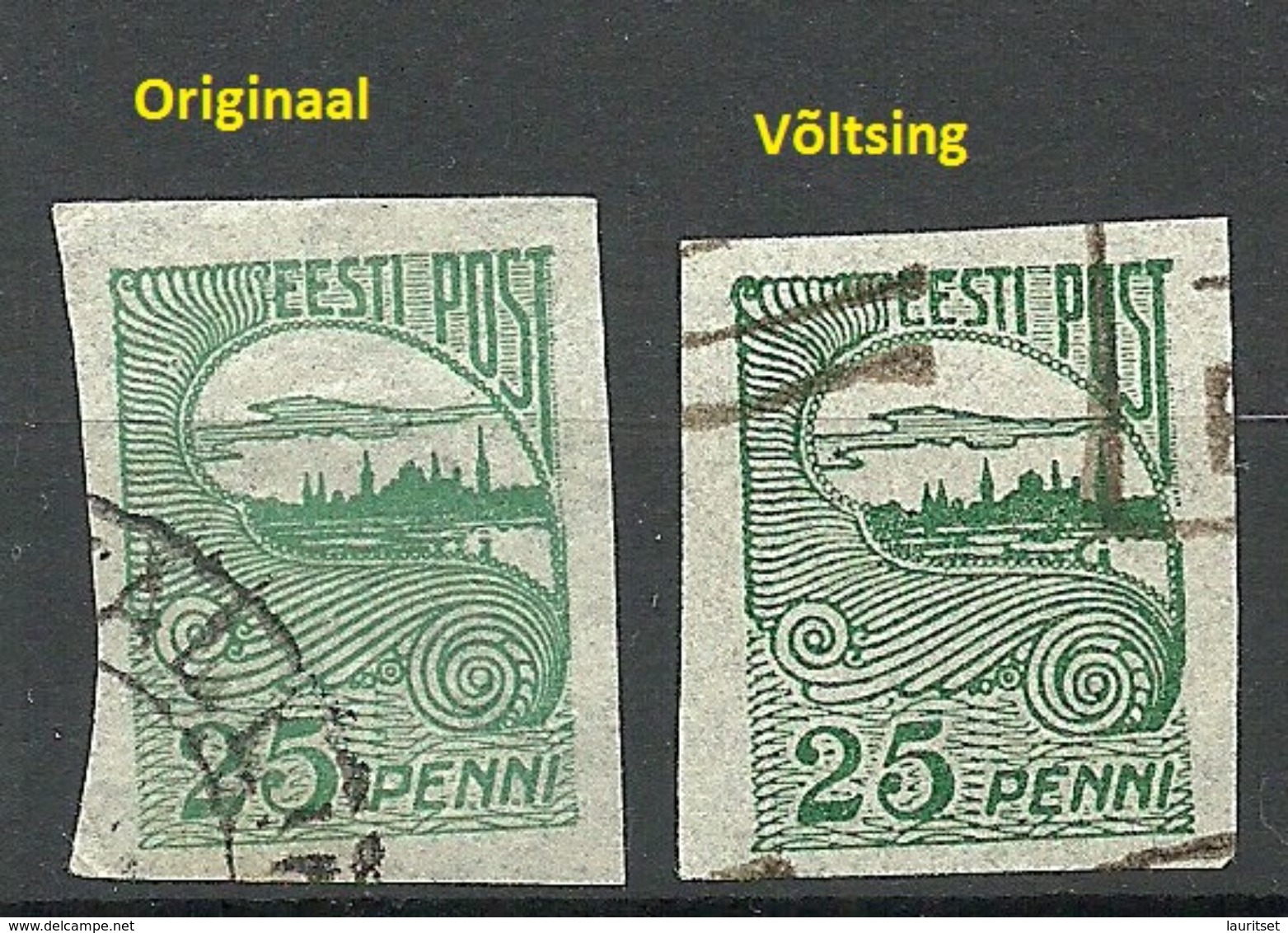 Estonia Estonie 1920 Tallinn Reval Michel 15 Original + Fälschung/Fake/Faux For Study - Estland