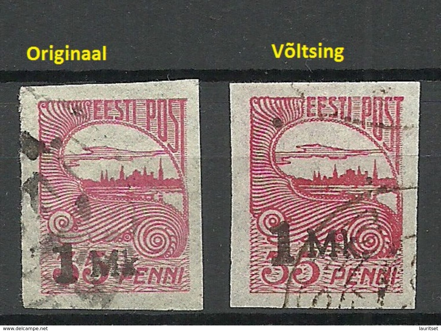 Estonia Estonie 1920 Tallinn Reval Michel 19 Original + Fälschung/Fake/Faux For Study - Estonie