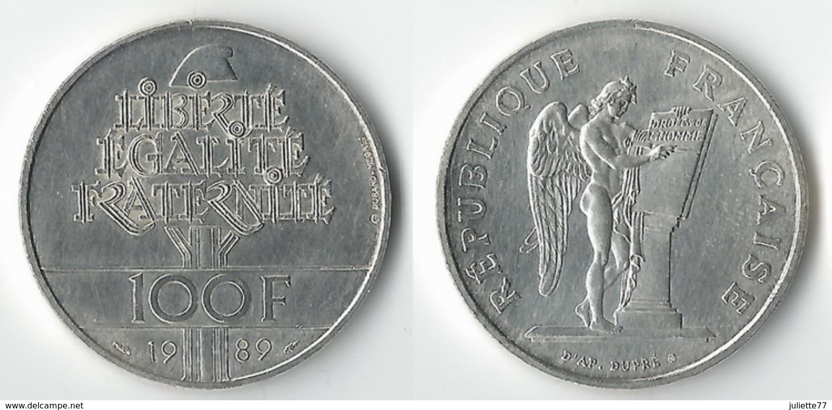 Pièce De 100 Francs Argent 1989 (Droits De L'Homme) [01] - Other & Unclassified