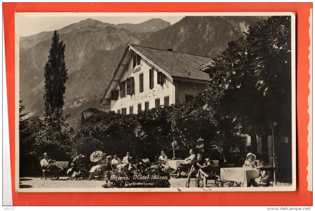 GBR-25  Brienz  Hotel Bären, Gartenterrasse. Belebt. Gelaufen Nach  Morez, Briefmarke Fehlt. - Brienz