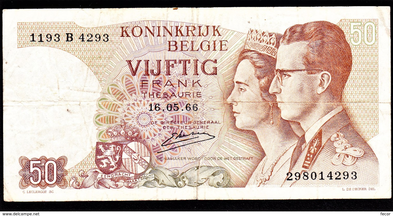 50 FR Type "1966" Koninklijk Paar    Emiel Kerstens - 50 Francs