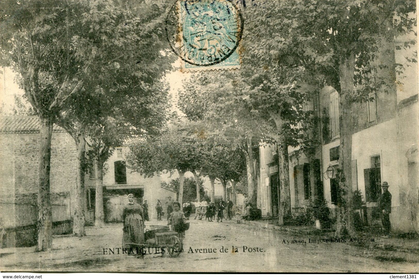 Entraigues Avenue De La Poste Circulee En 1905 - Entraigue Sur Sorgue