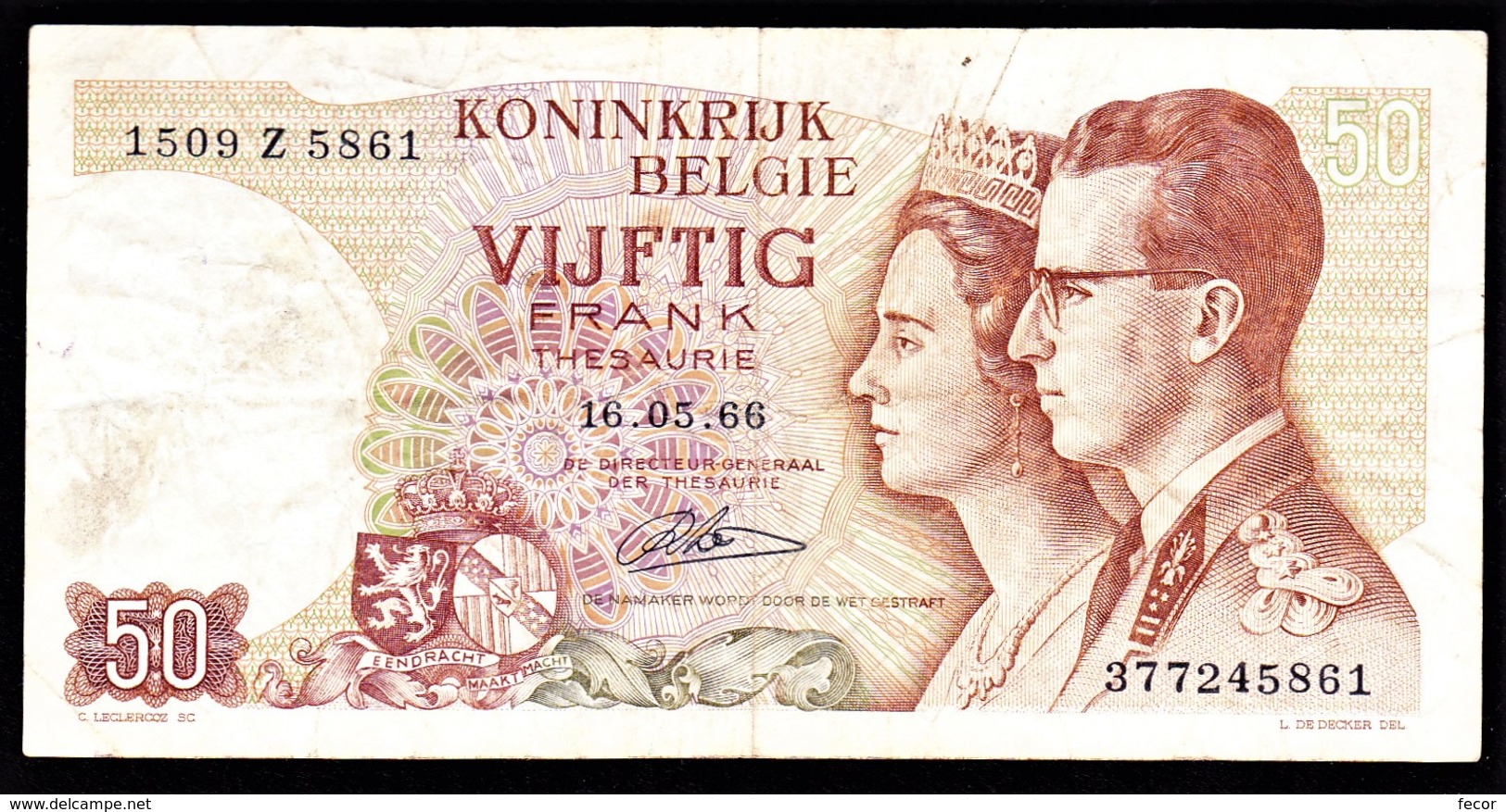 50 FR Type "1966" Koninklijk Paar   René Lauwerijns - 50 Franchi