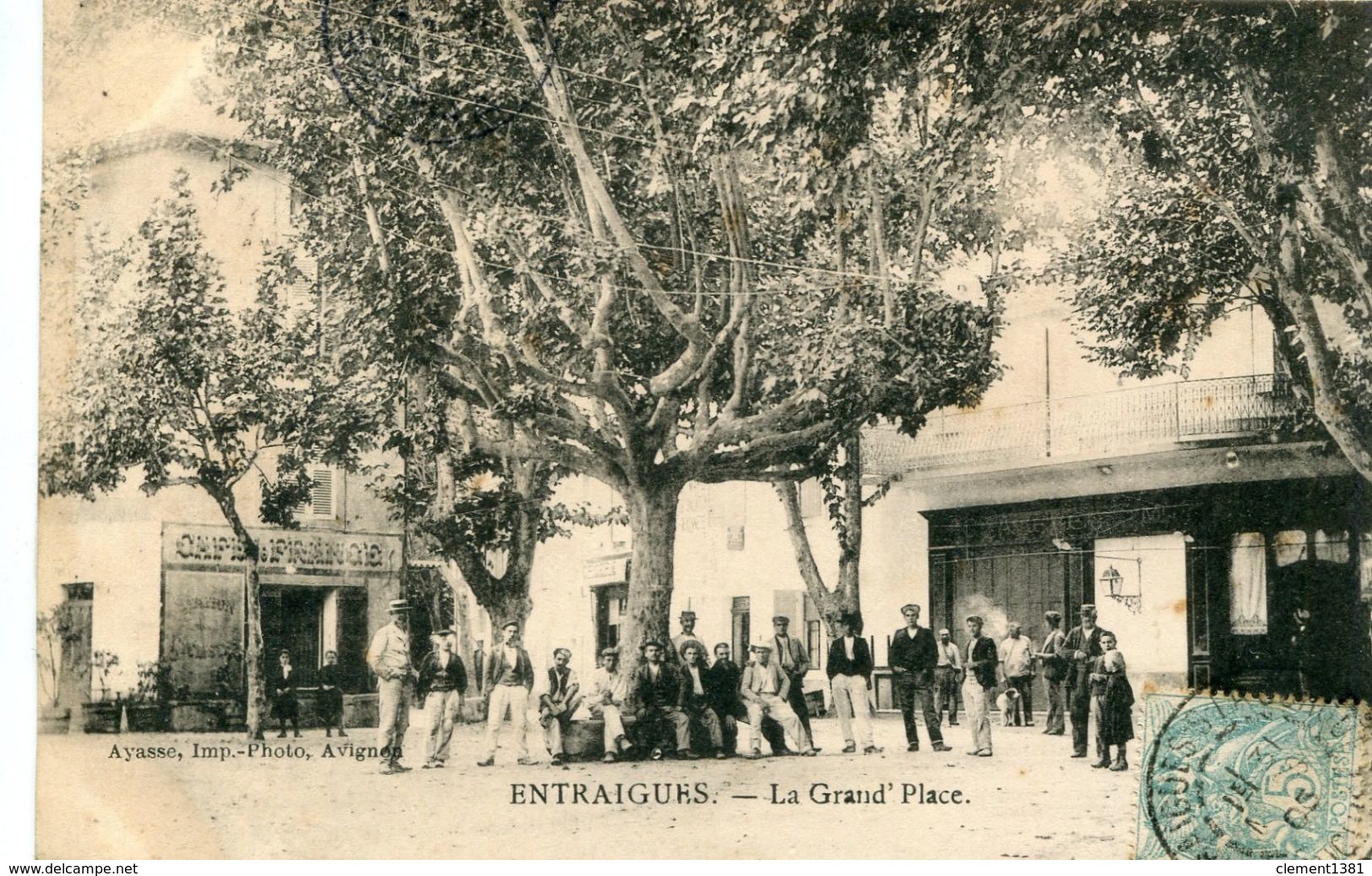 Entraigues La Grand Grande Place Circulee En 1905 - Entraigue Sur Sorgue