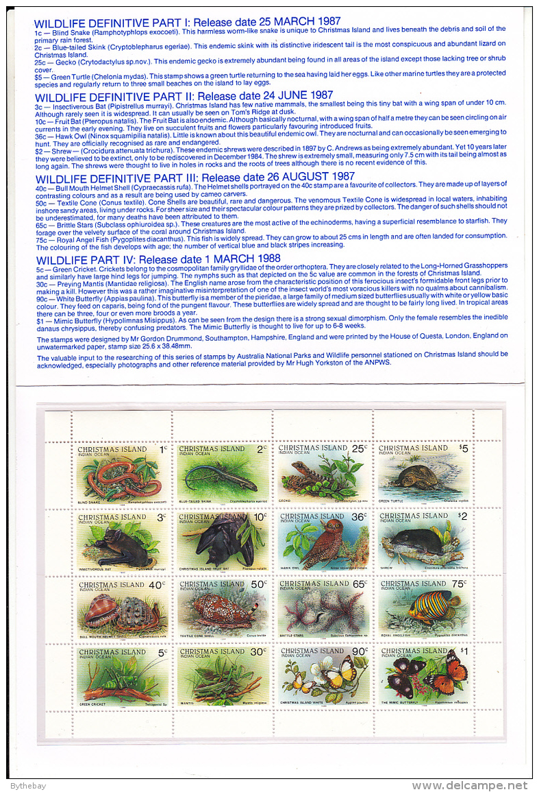 Christmas Island 1988 MNH Scott #211a Sheet Of 16 Wildlife Snake, Turtle, Bat - Christmas Island