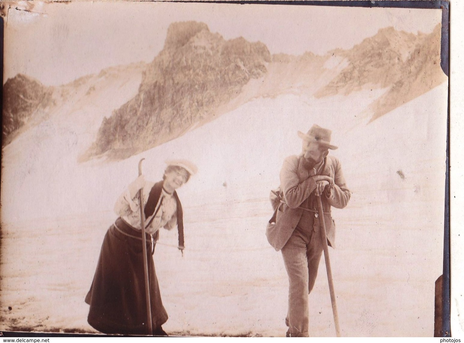 Photo  Alpinisme Sur Le Glacier Piz D'Err  (Suisse), Architect Koch Et Elsa   Aôut 1906 - Places