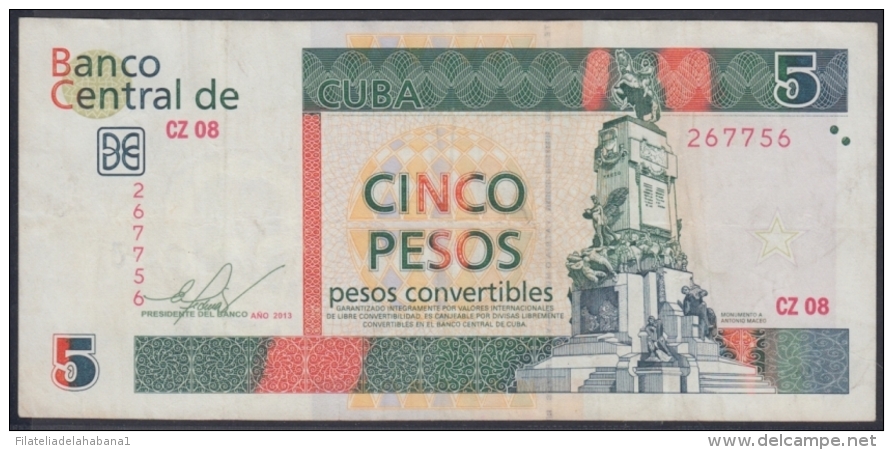 2013-BK-65 CUBA 5$ Cuc ANTONIO MACEO 2013 REPLACEMENT REEMPLAZO CZ SERIE. - Kuba