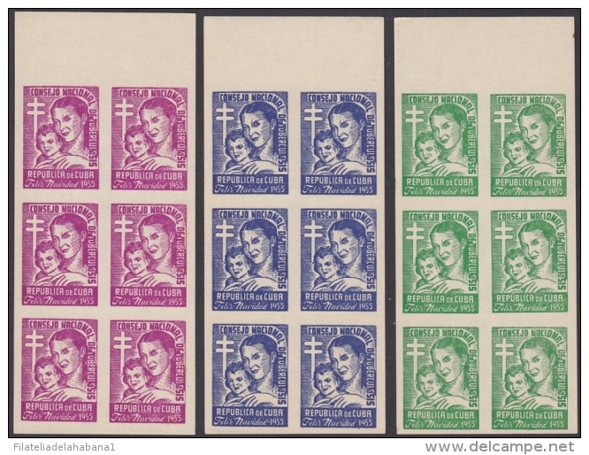 VI-367 CUBA 1955 VIÑETAS CINDERELLA. CHRISTMAS SERIE COMPLETAS EN  HOJAS. MEDICINE PRO-TUBERCULOSOS. - Charity Issues