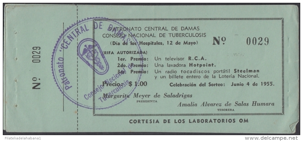 VI-378 CUBA 1955 VIÑETAS CINDERELLA. CHRISTMAS RIFA LOTERIA LOTTERY 1$. MEDICINE PRO-TUBERCULOSOS. - Beneficenza