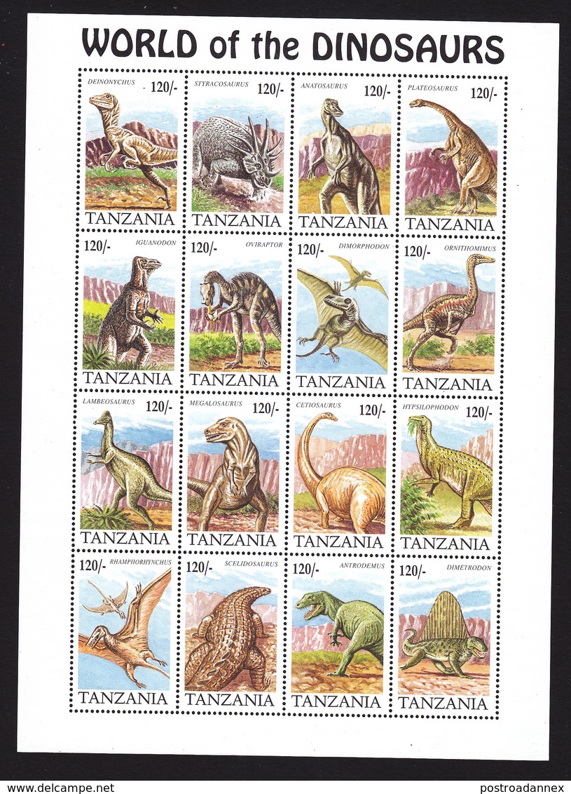 Tanzania, Scott #1251, Mint Never Hinged, Dinosaurs, Issued 1994 - Tanzanie (1964-...)