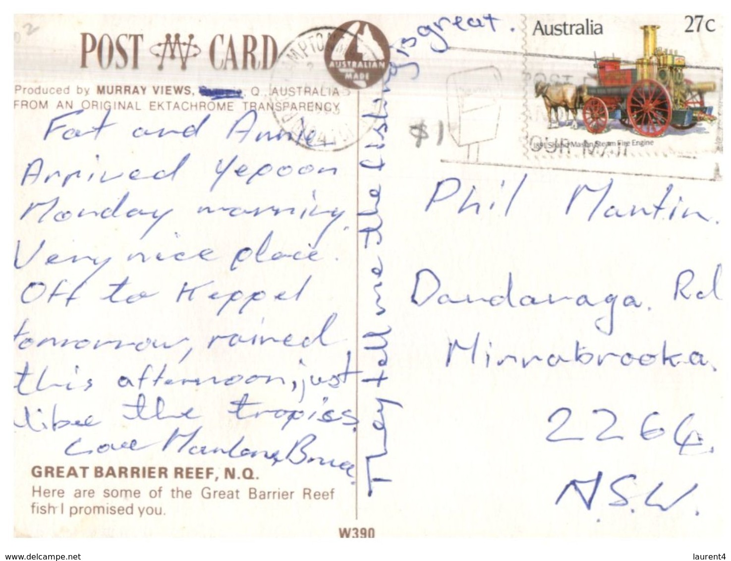 (9999) Australia - (with Stamp At Back Of Card) QLD - Great Barrier Reef Fish - Great Barrier Reef