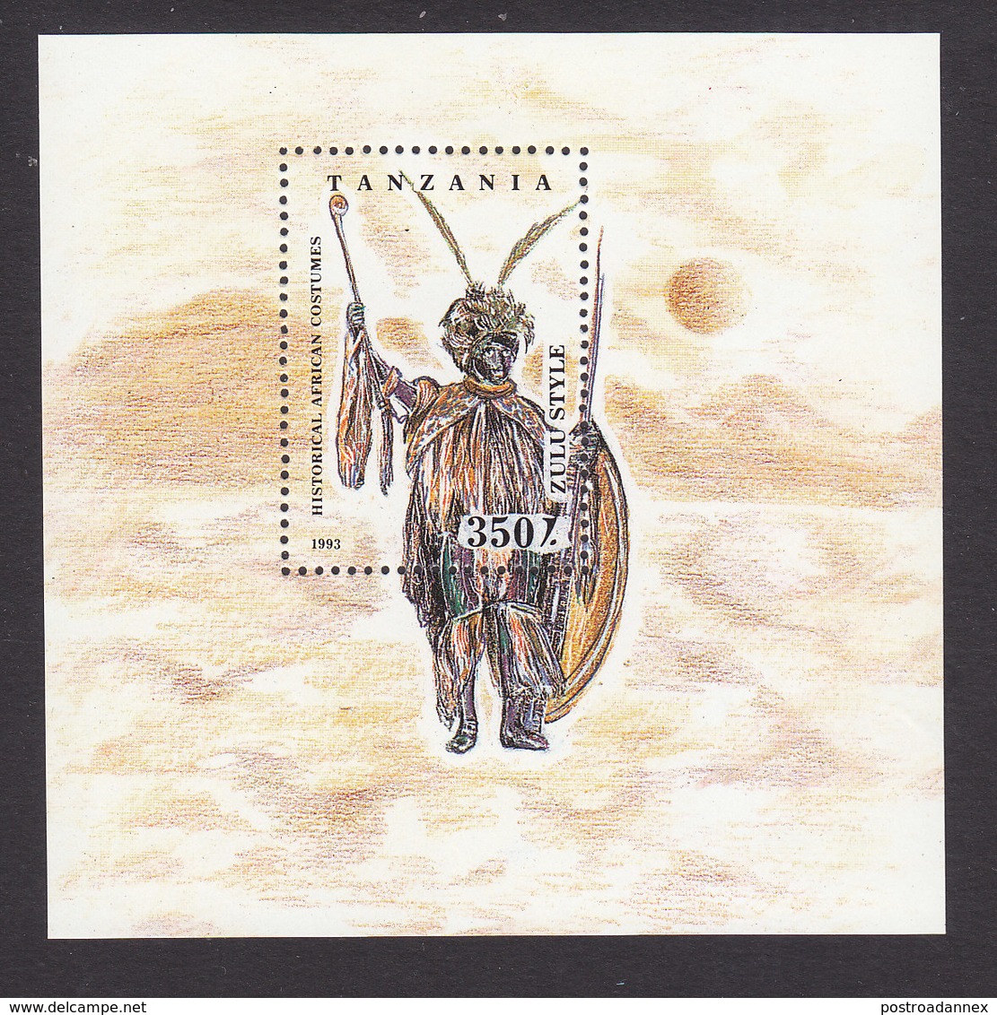 Tanzania, Scott #1200, Mint Never Hinged, Historical African Costumes, Issued 1993 - Tanzania (1964-...)