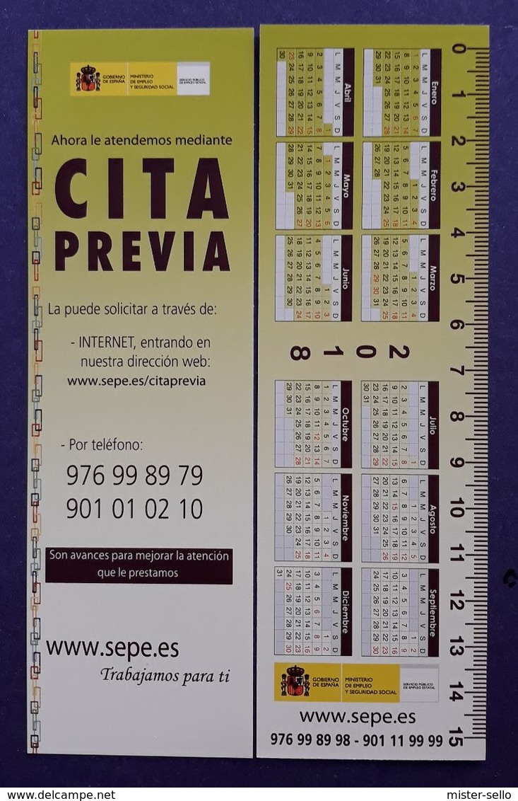 MARCAPAGINAS - CALENDARIO 2018. SEPE. - Marcapáginas