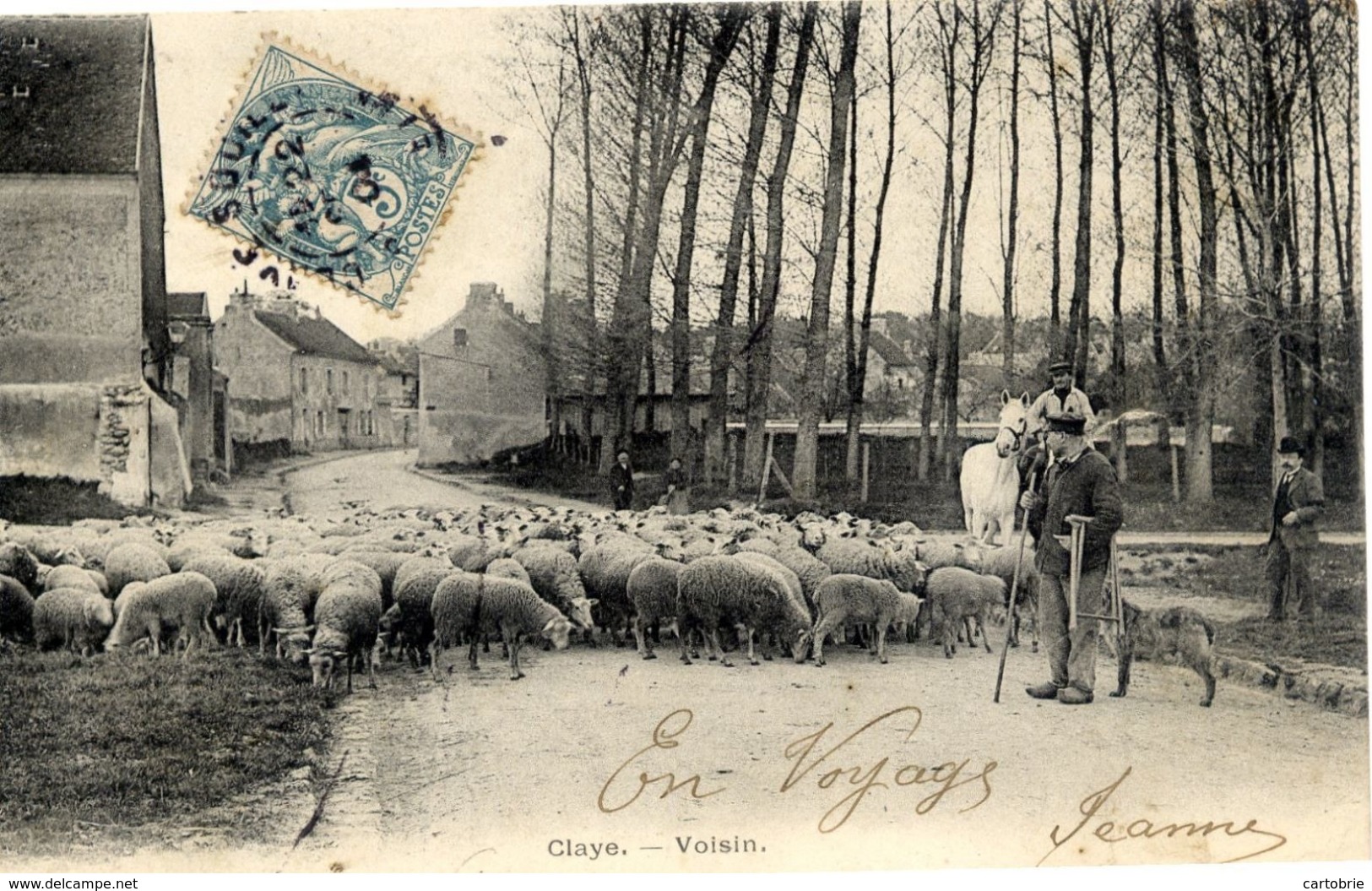 Dépt 77 - CLAYE-SOUILLY - Voisin - Très Animée : Important Troupeau De Moutons Avec Berger Et Chien - Claye Souilly