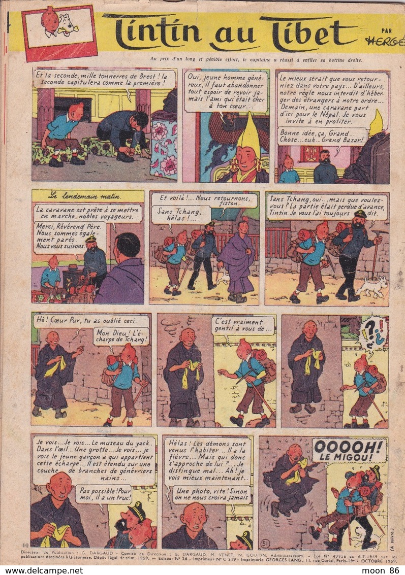 TINTIN - N° 573 - OCTOBRE  1959 - Le Journal Des Jeunes De 7 A 77 Ans - - Tintin