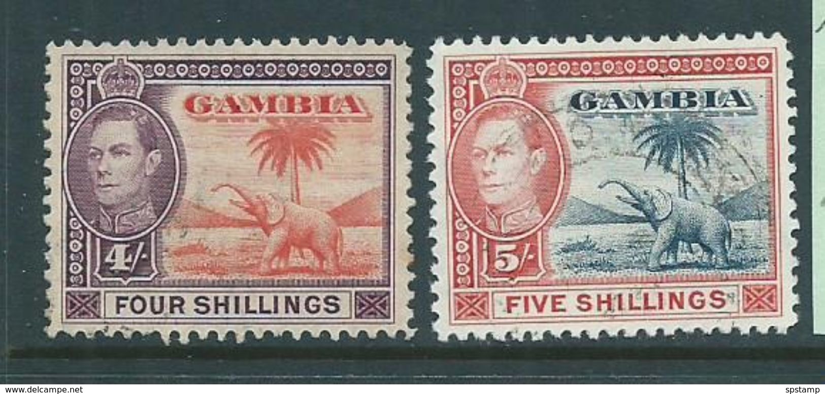 Gambia 1938 KGVI Elephant Definitives 4/- & 5/- FU - Gambia (...-1964)