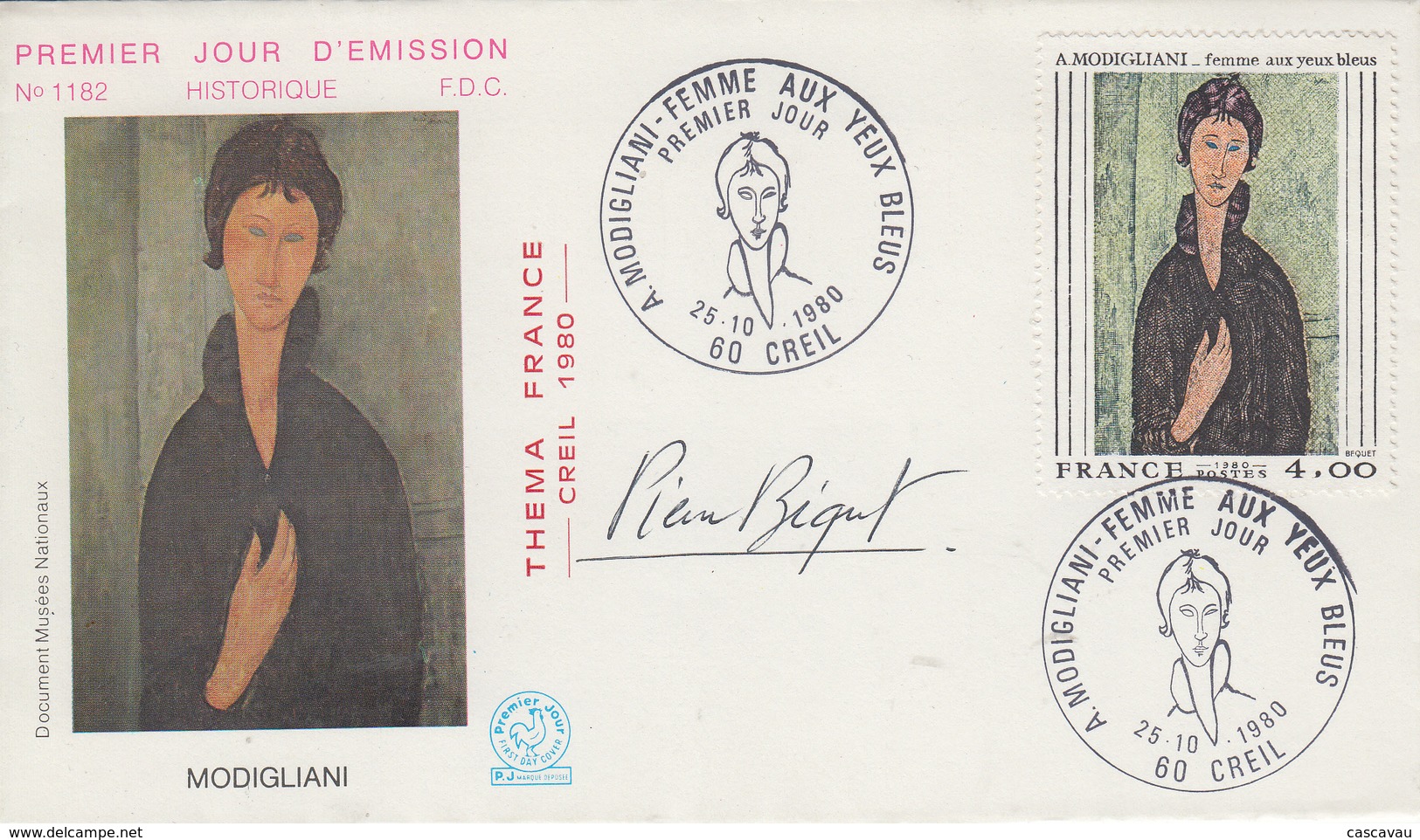 Enveloppe  FDC  1er  Jour   FRANCE   Oeuvre  De   MODIGLIANI    CREIL   1980 - 1980-1989